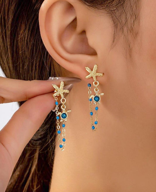 Summer Ocen Style Drop Earrings with Mixing Sea Pendants