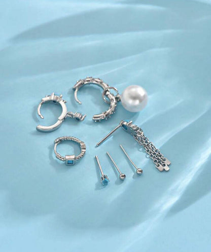 Fine Jewelry Silver Earrings Set of 14 pcs