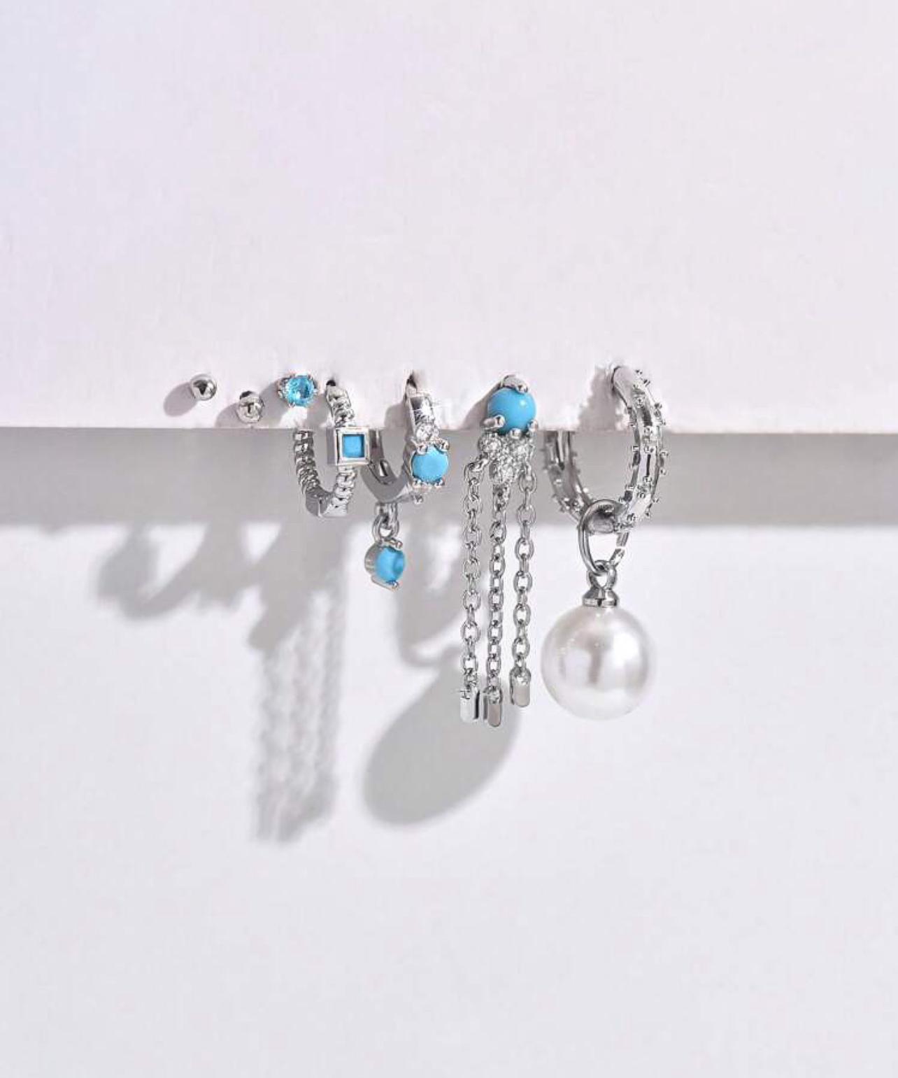 Fine Jewelry Silver Earrings Set of 14 pcs