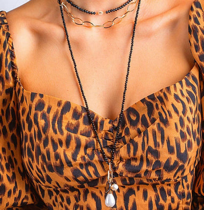 Rock Crystal Necklaces Long Double 70 cm with Mixing Pendants