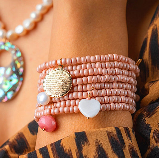 Multi-Layered Beaded Bracelets 8 IN 1 with Mixing Pendants